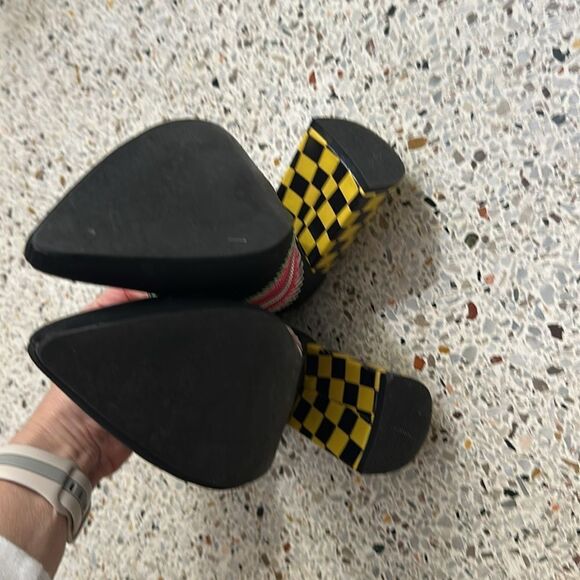 Current Mood black heel boots yellow check 7 dolls kill dice - Picture 5 of 7